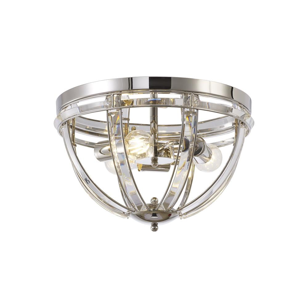 Luxuria Majorelle 41.5cm Round Flush 3 Light E27 Polished Nickel