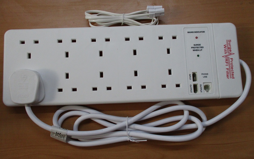 10 Gang Surge Protected Extension Lead, White 2m -  20810RFI-BT-