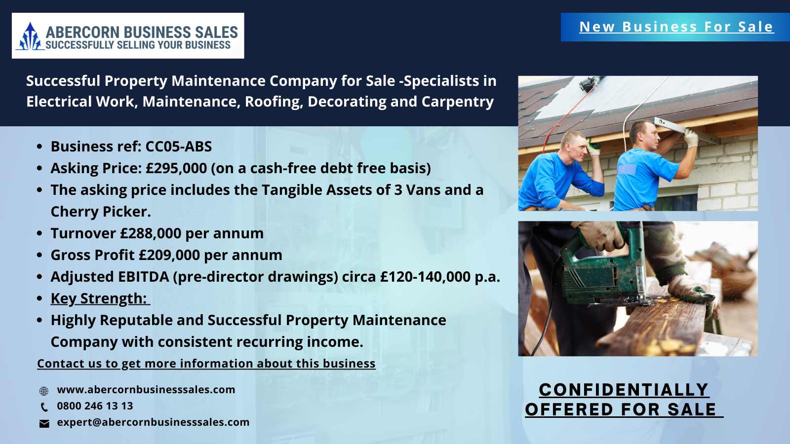 CC05-ABS - Successful Property Maintenance Company for Sale - Specialists in Electrical Work, Maintenance, Roofing, Decorating and Carpentry