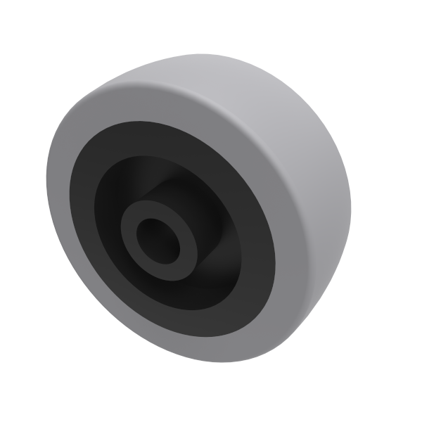 Grey Rubber Polypropylene 60mm Plain Bearing Wheel 50kg Load