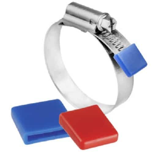 Safety Caps for hose clips - red or blue