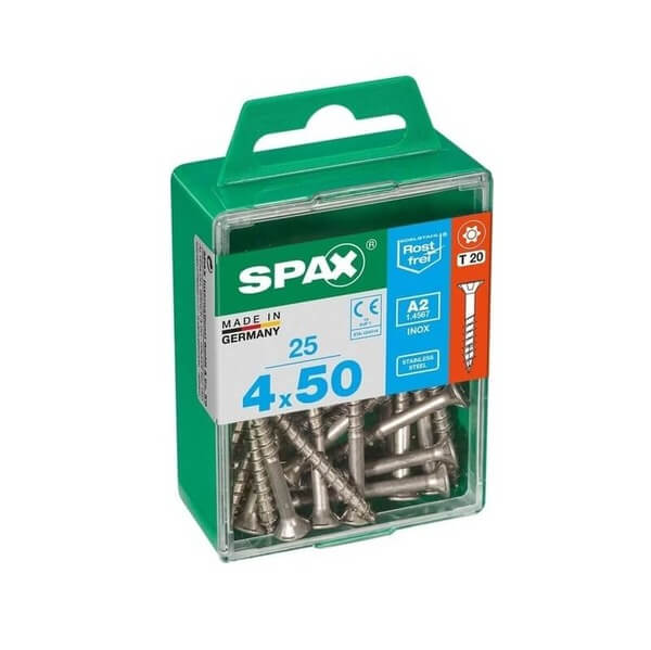 SPAX S-Steel T-STR F-CSK Screws 4.0x50mm (25)