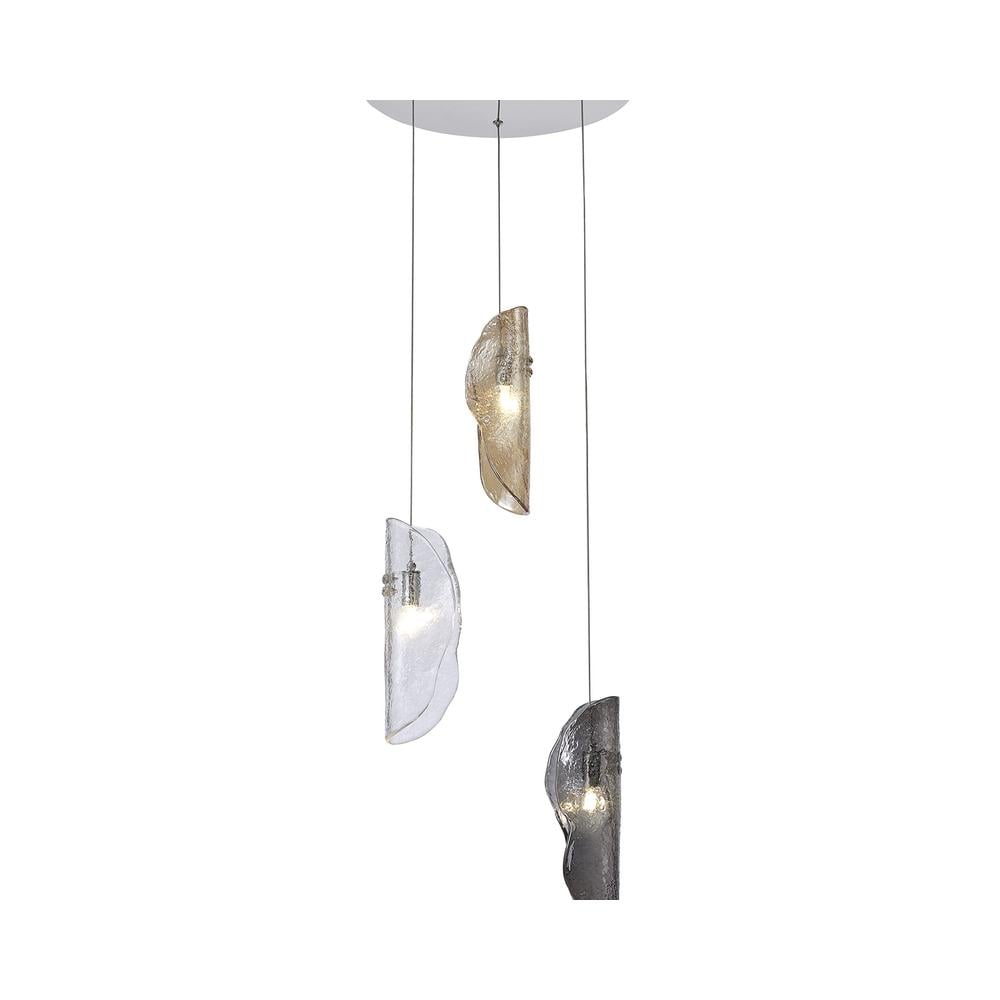 Luxuria Trim 35cm Pendant 2m 3xG9 Polished Chrome / Clear & Amber & Smoked Glass