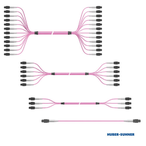 HUBER+SUHNER Base-8 MTP-MTP Fibre Trunk Cables OS2 OM4