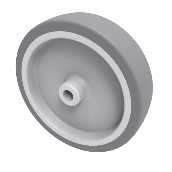 Grey Rubber 100mm Plain Bearing Wheel 70kg Load