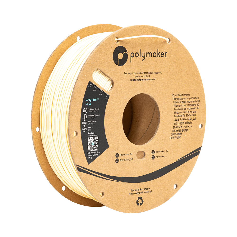 PolyMaker PolyLite PLA 1.75mm Cream 3D printer filament 1Kg