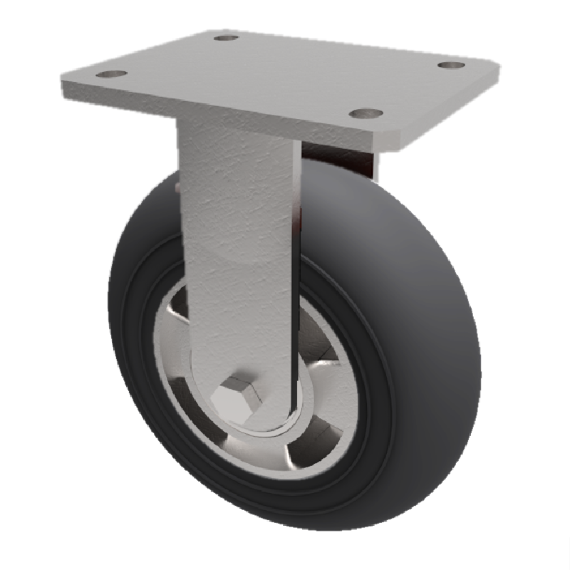 Ergonomic High Elastic Rubber on Aluminium Plate Fixed Castor 125mm 200kg Load