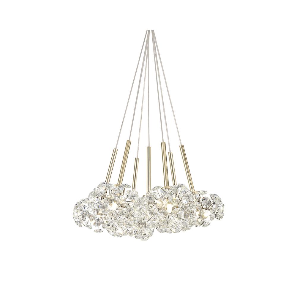 Luxuria Paramount 51cm 7 Light G9 1.5m Cluster Pendant With French Gold And Crystal Shade