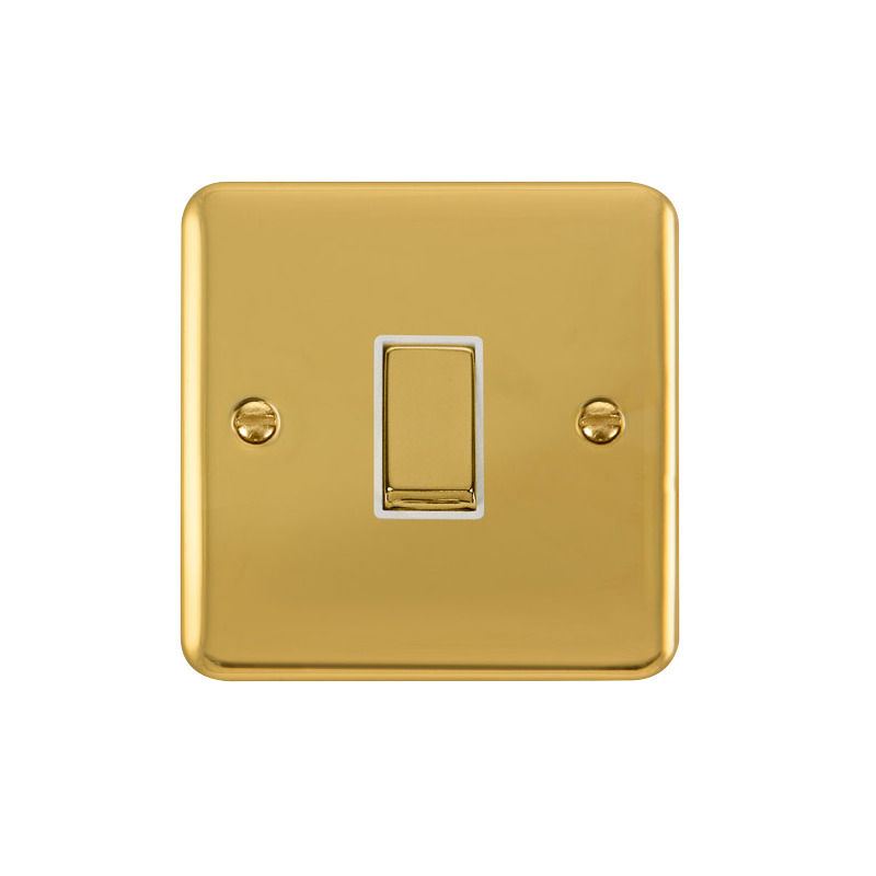 Click Deco Plus MiniGrid 1 Gang Switch Polished Brass White Inserts