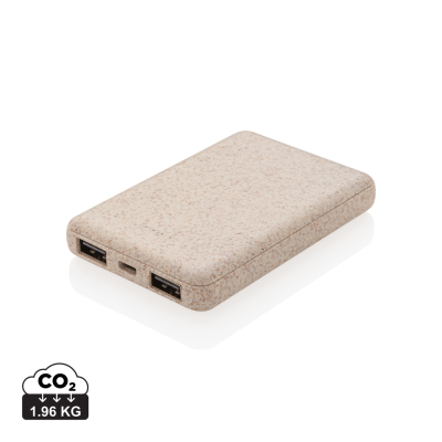 WHEAT STRAW 5,000 Mah POCKET POWERBANK in Brown.