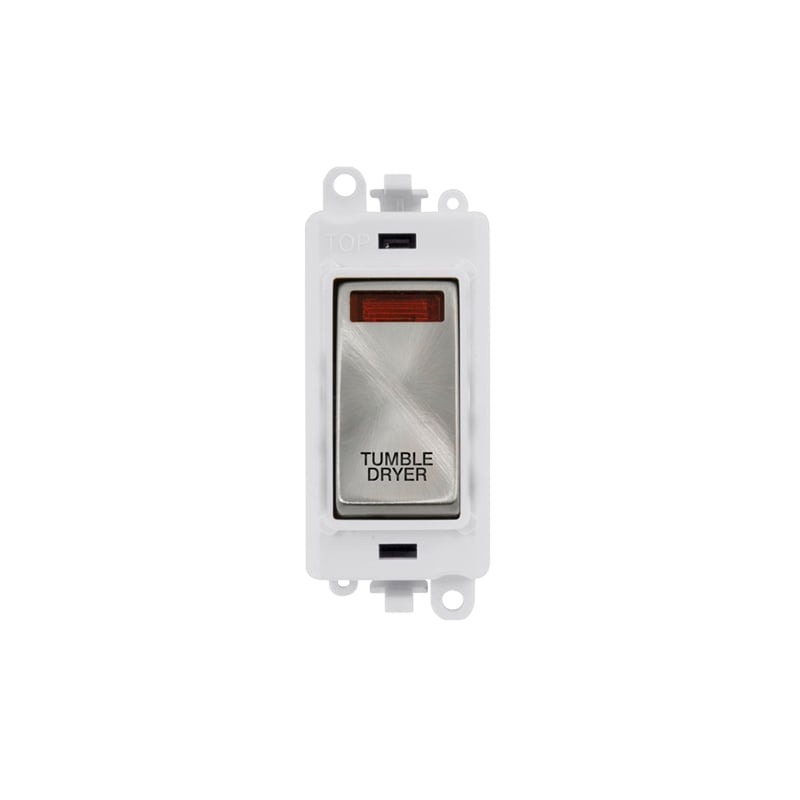 Click GridPro 20AX Satin Chrome DP Switch Module with Neon Tumble Dryer Insert Polar White