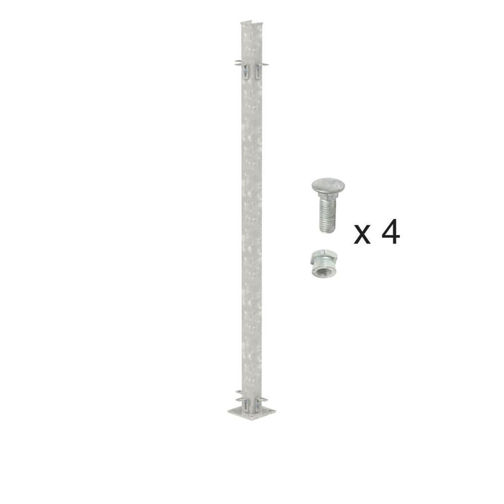 1800mm High Bolt Down 3-Way Post - 70x70Includes Cleats & Fittings - Galvanised