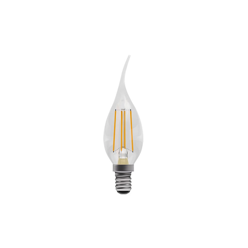 Bell Non Dimmable Bent Tip Clear E14 LED Filament Candle 3.3W
