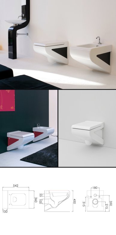 Nouveau White Wall Mounted Toilet (15F)