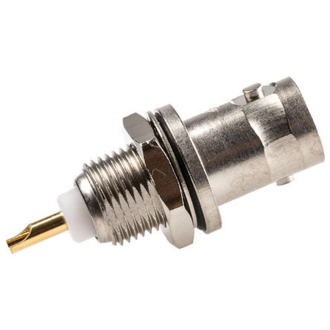 Telegartner J01001A0614 (100023399) Straight 50 Ohm Panel Mount Bulkhead Fitting BNC Connector jack Solder Termination Nickel