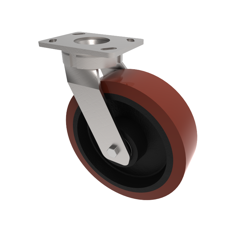 Polyurethane Cast Iron Plate Swivel Castor 250mm 1500kg Load