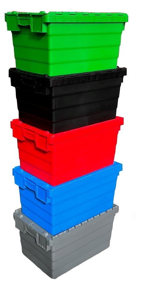 60 Litre Heavy Duty Colour Coded Attached Lid Containers