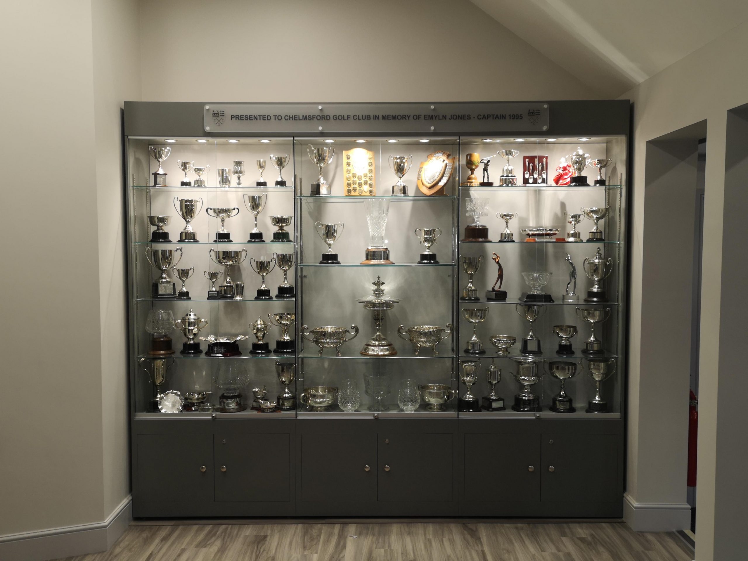 Sports Clubs Wooden Wall Mounted Trophy Display Cabinets