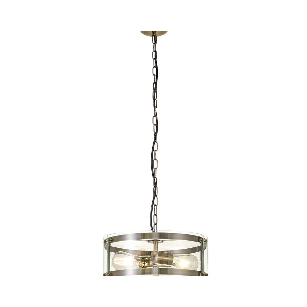 Luxuria Etoile 35cm Pendant Light 2xE27 Antique Brass / Plain Clear (A) Glass