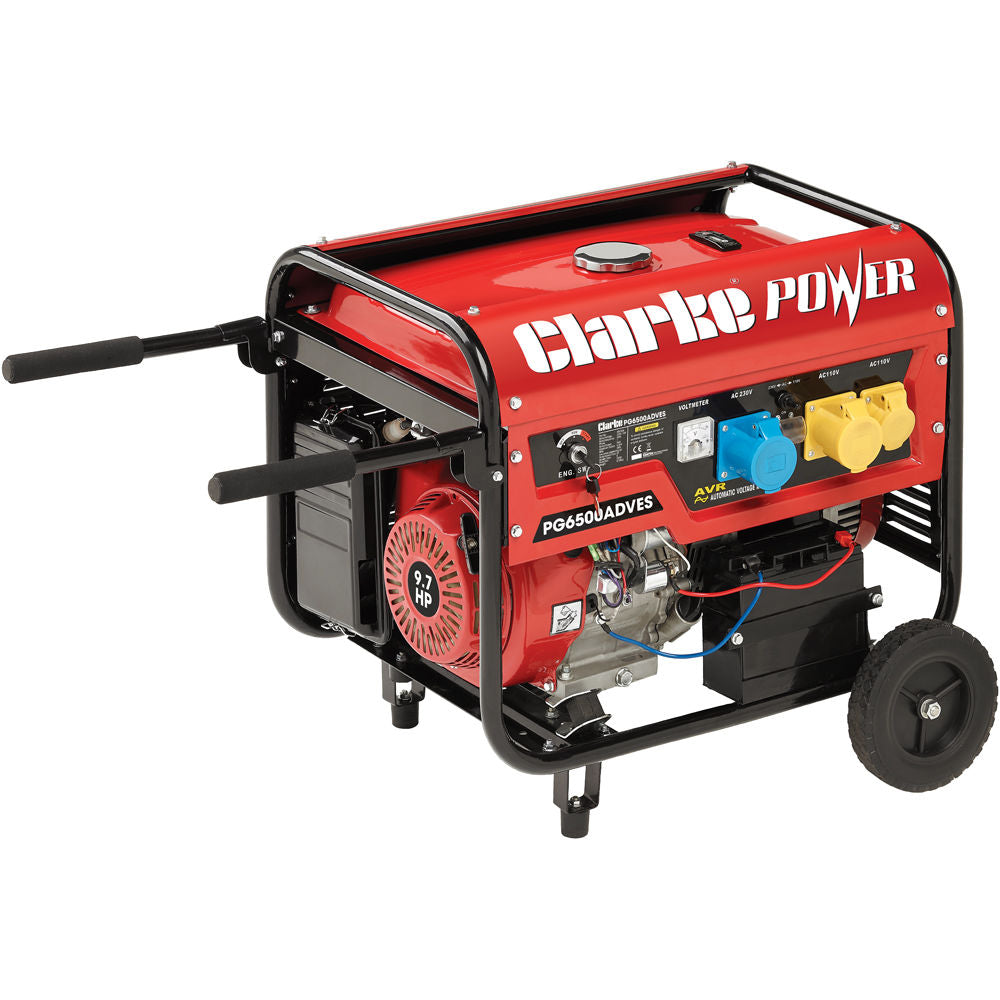 Clarke PG6500ADVES EURO5 5.5kVA open frame dual voltage (230V/110V) petrol generator