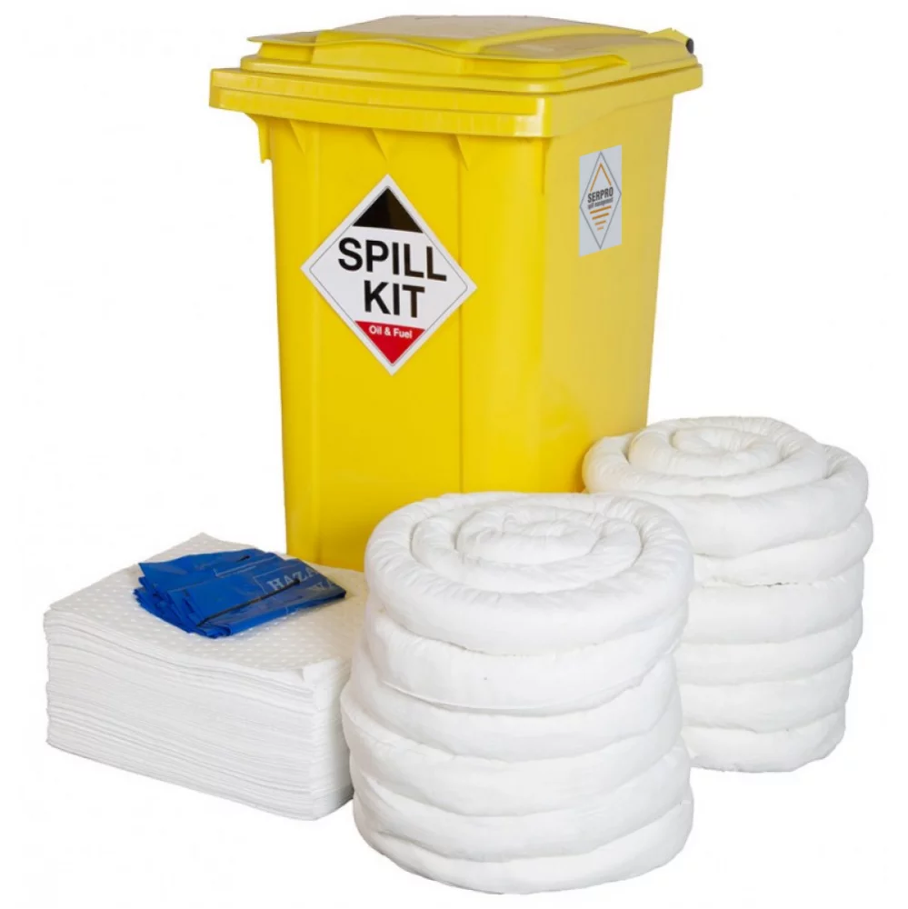 240 Litre Oil and Fuel Only Spill Kit in Wheeled Bin