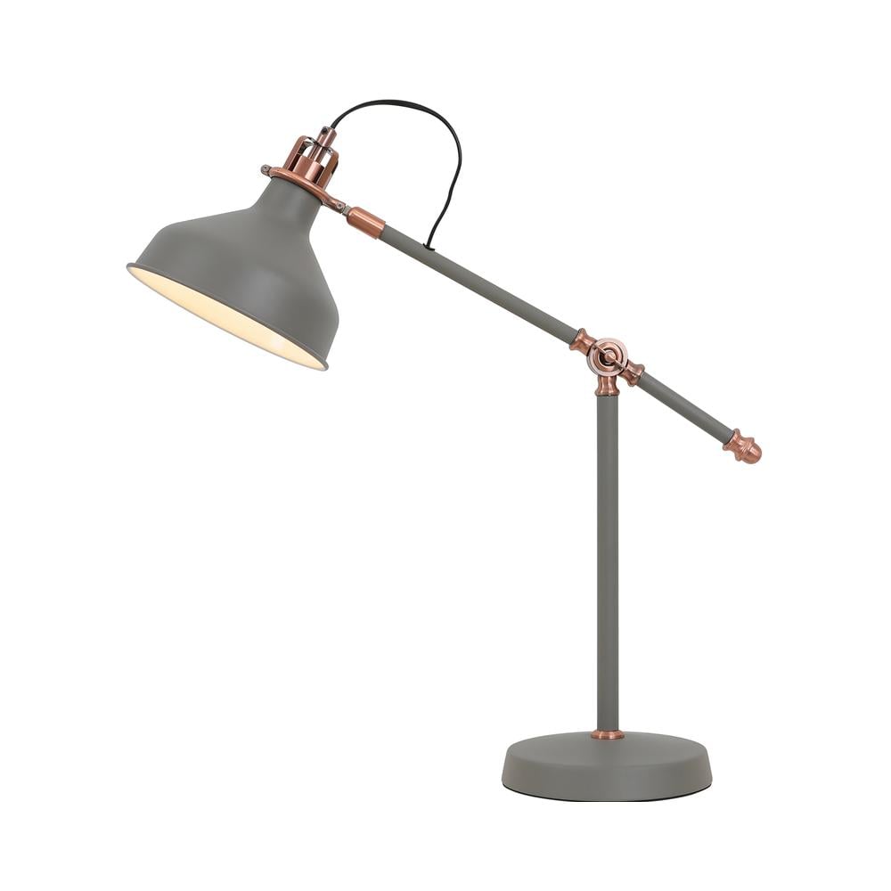 Luxuria Nimbus Adjustable Table Lamp E27 Sand Grey/Copper/White