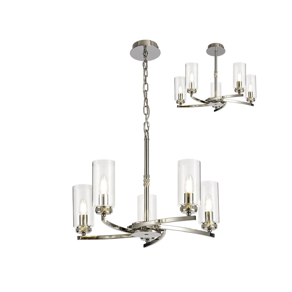 Luxuria Lei 54cm Pendant/Semi Flush 5xE14 Polished Nickel