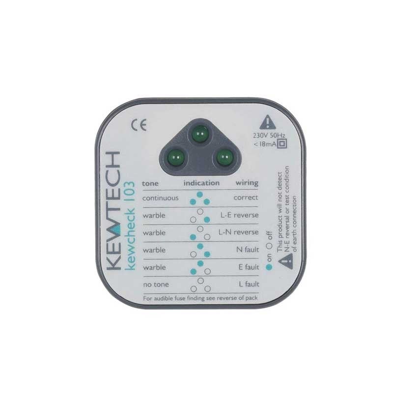 Kewtech KEWCHECK103 Socket Tester w/LED Audible Tone