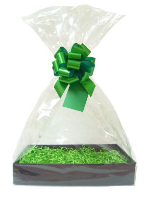 Complete Gift Basket Kit - (Large) BLACK EASY FOLD TRAY / GREEN ACCESSORIES