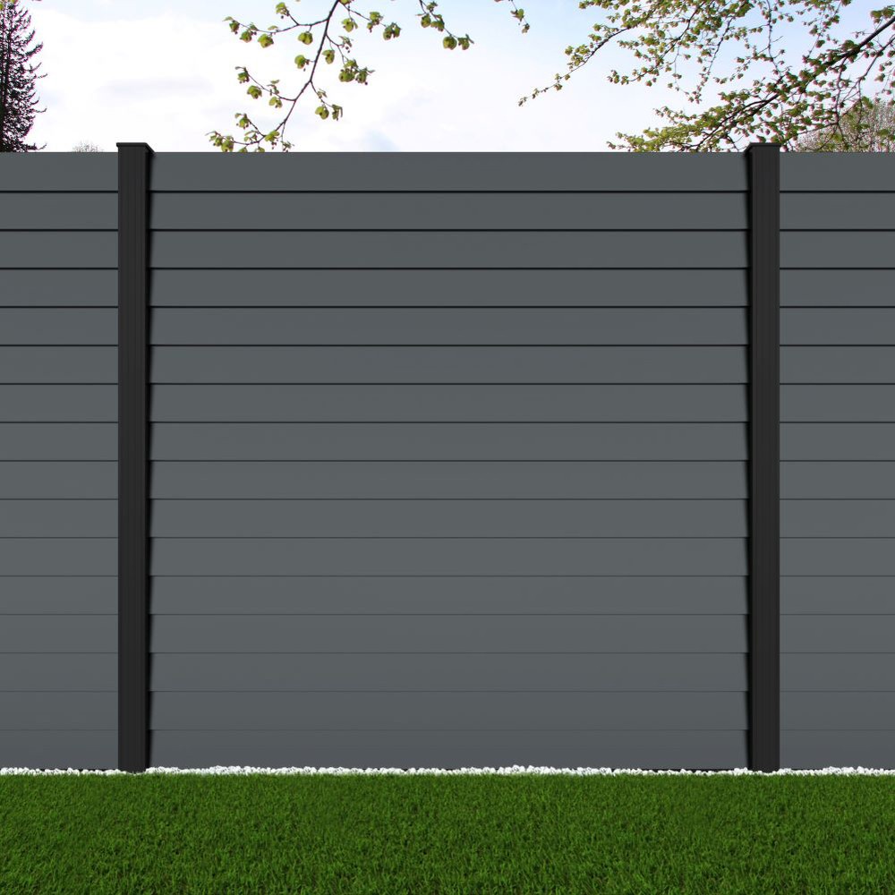1.8m Louvre Fence Basalt Grey -Black Sand Posts - Metre Price
