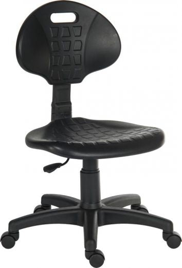 Black Polyurethane Operator Chair on Wheels - LABOUR PRO Huddersfield