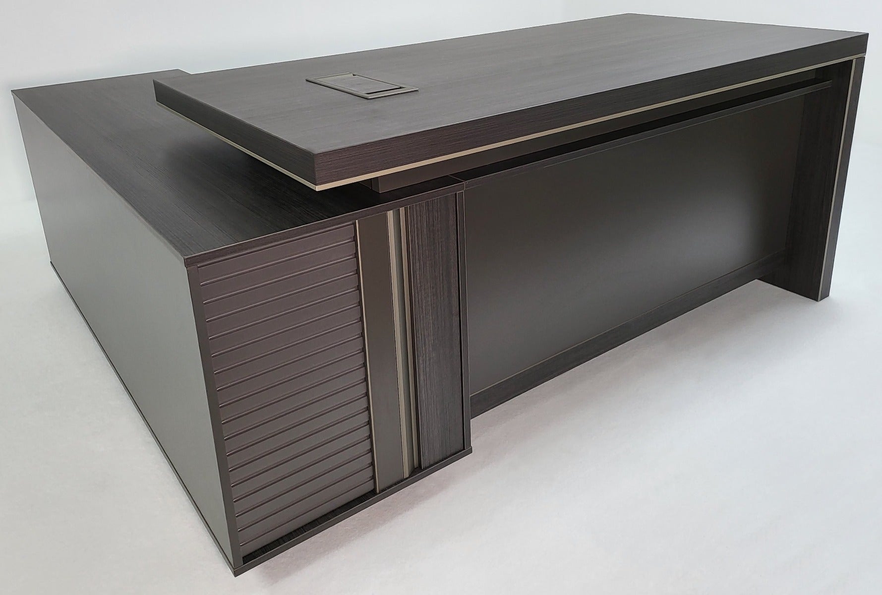 Modern Grey Oak Corner Executive Office Desk with Built in Storage - 2000mm - BWJ-HD03 North Yourkshire