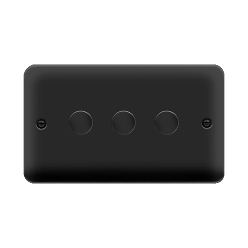 Click Deco Plus 3 Gang Dimmer Switch Matt Black