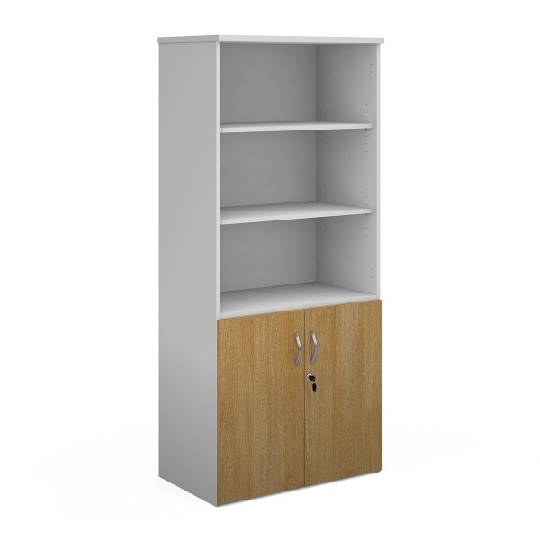 Duo Combination Unit with Open Top 4 Shelves - Oak and White