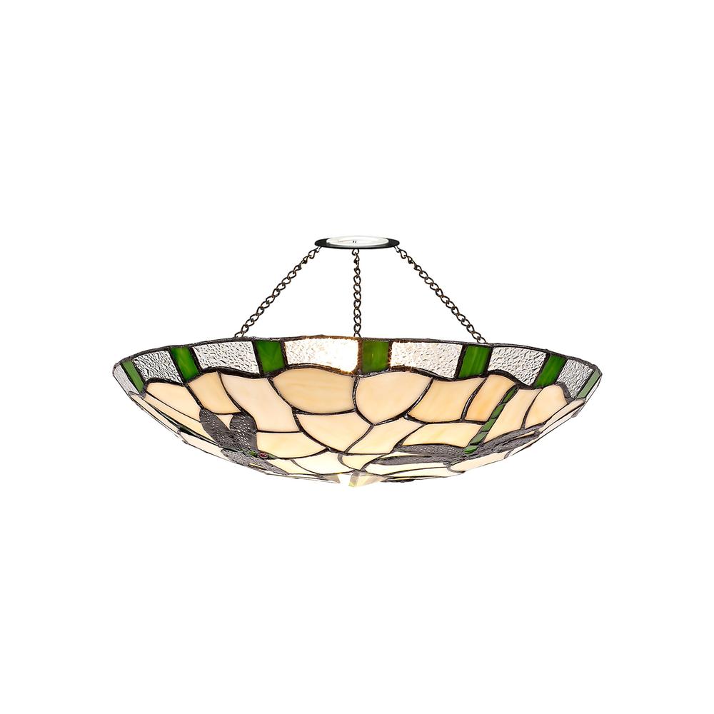 Luxuria Butterfly Wing 35cm Tiffany Uplighter Shade Green/Cream/Clear Crystal