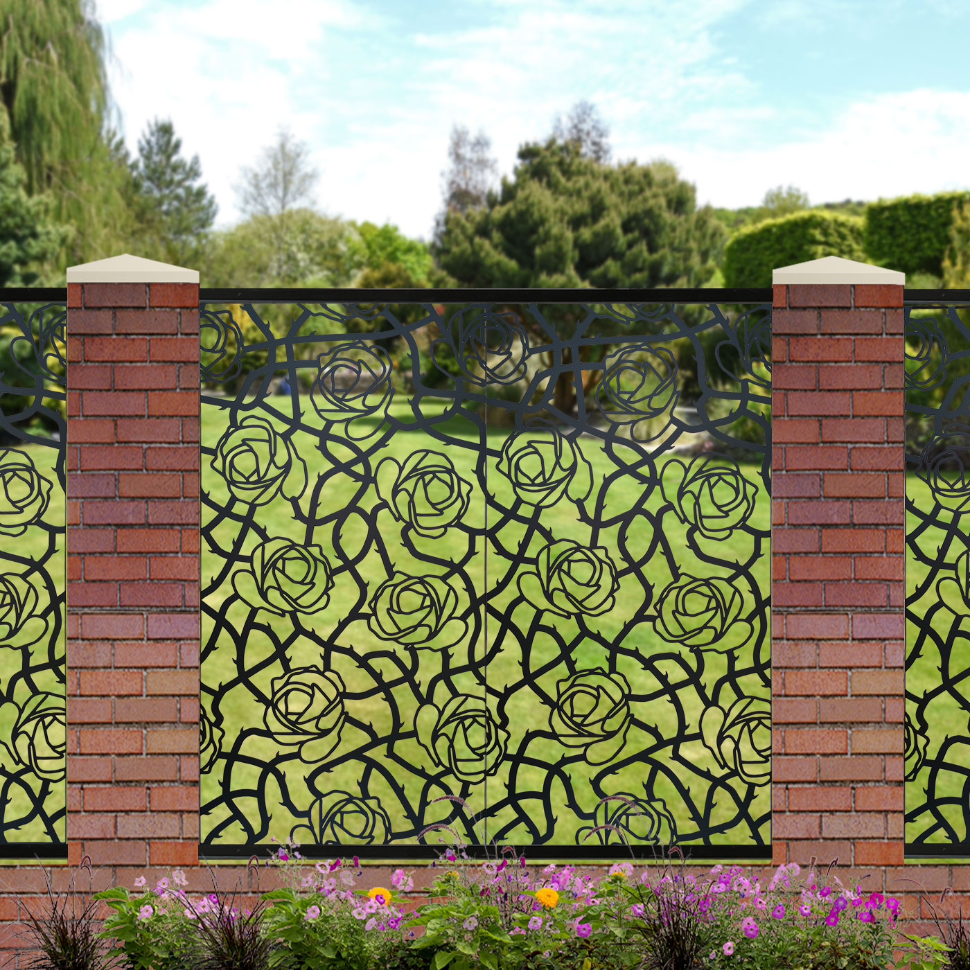 Black Entangled Garden Screens for Piers 