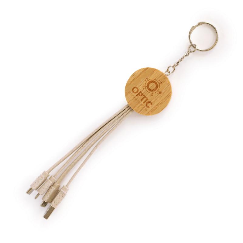 Round Bamboo and Wheat Straw Charger Keyring