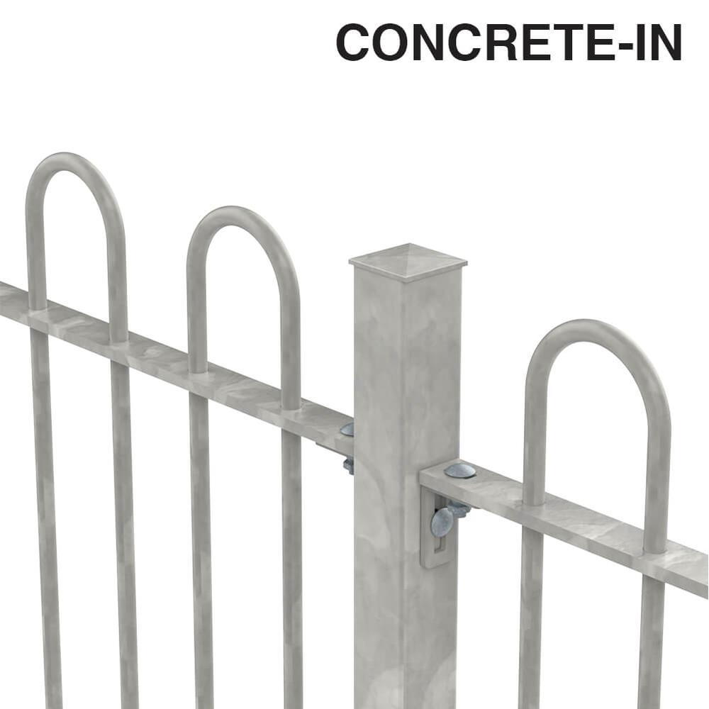 1500mm Bow Top Concrete-in Fence p/m16mm Bars - Galvanised