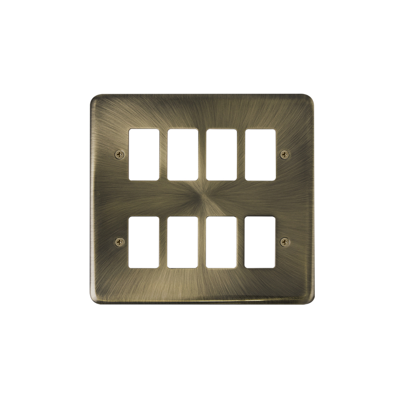 Click Deco Plus 8 Gang GridPro Frontplate Antique Brass