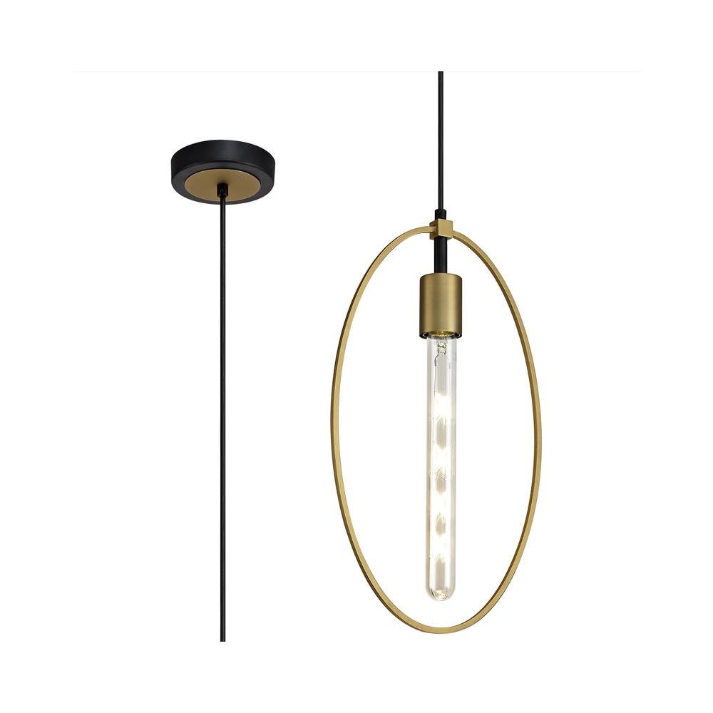 Luxuria Enigma Single Large Circle Pendant Light E27 Sand Gold/Matt Black