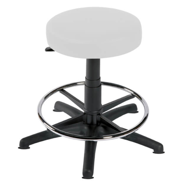 Gas Lift Examination Stool with Glides and Foot Ring - White