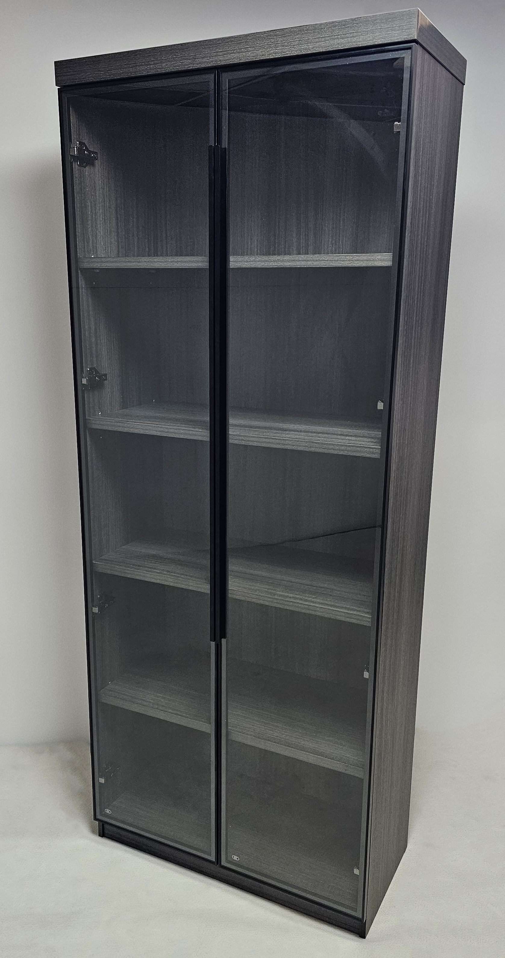 Modern Grey Oak Cupboard Shelving Display Unit with Glass Doors - CF-0804C North Yourkshire