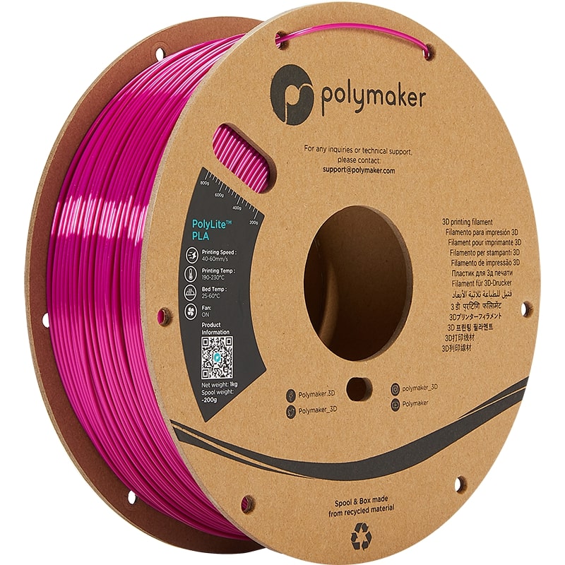 PolyMaker PolyLite PLA 1.75mm Silk Magenta 3D printer filament 1Kg