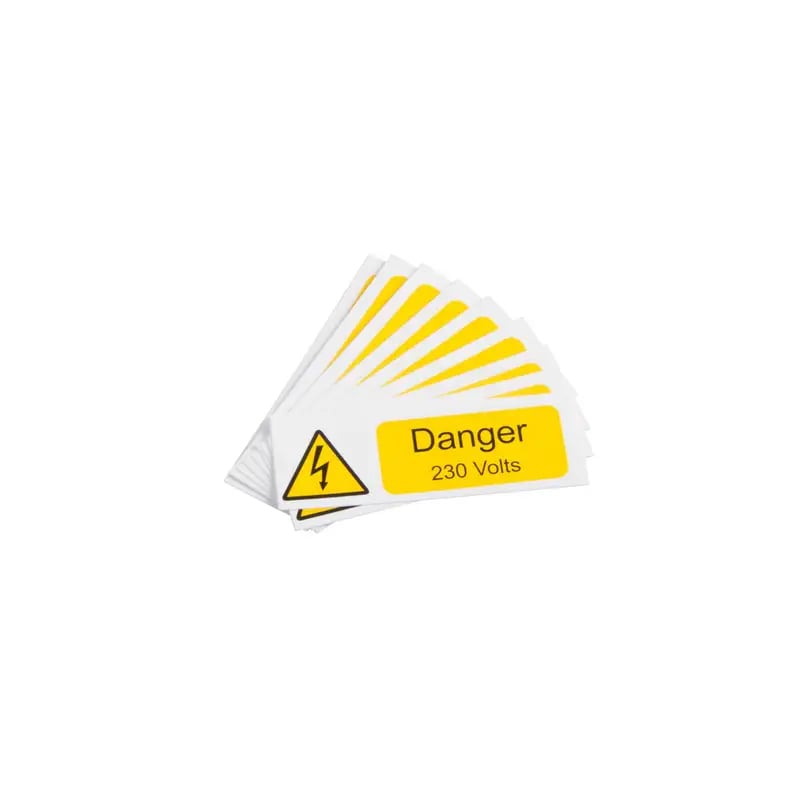 Industrial Signs Danger 230V Label 75mm x 25mm (Pack of 10)