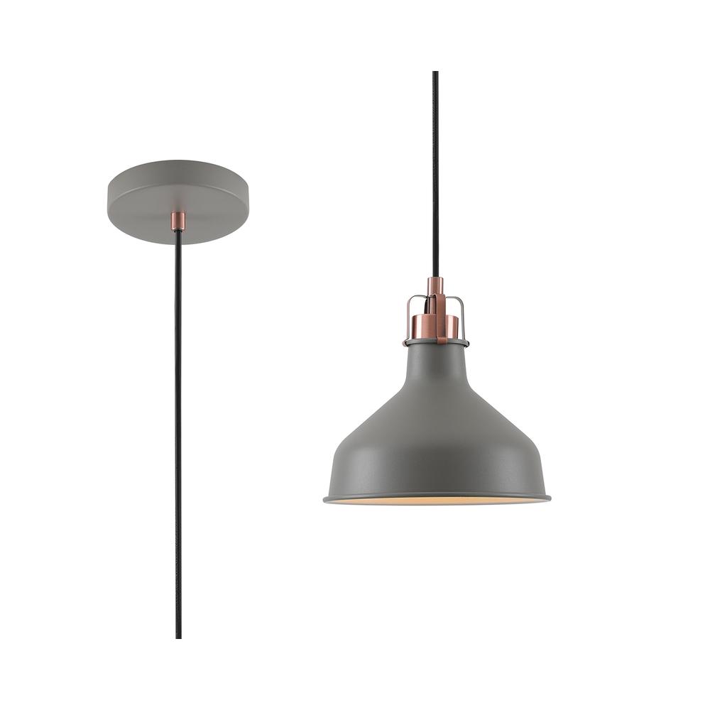 Luxuria Nimbus 19cm Small Pendant Light E27 Sand Grey/Copper/White