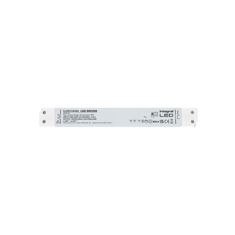 Integral Long & Slim Non Dimmable 24V DC IP20 LED Strip Driver 45W