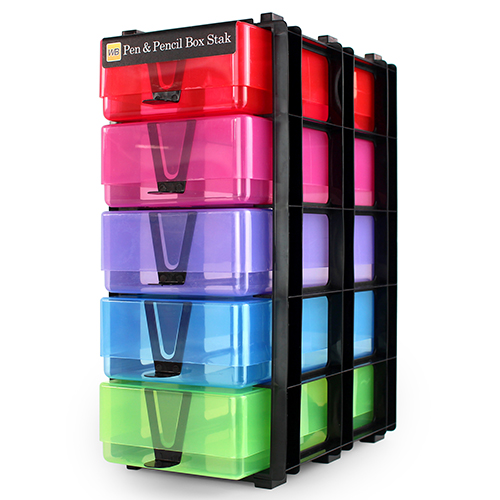 Pen & Pencil Box Stak Craft Storage Unit, Transparent Boxes - Trade