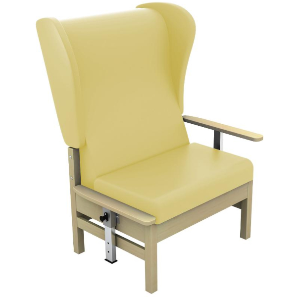 Atlas High Back Bariatric Arm Chair with Wings and Drop Arms - Beige