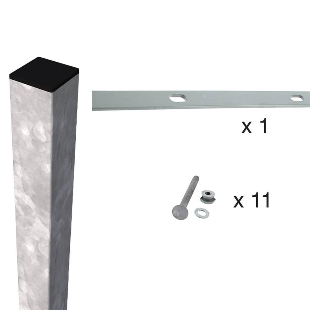 358 I/Mediate Post- Clips & Bar For 3.0mGalv. Post 80 x 80 x 3mm - 4.0m Long