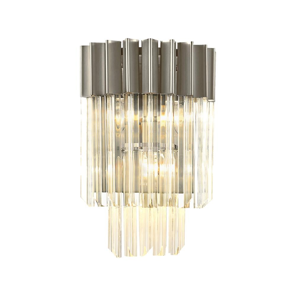 Luxuria Osiris 27.5xH41cm Wall 3 Light E14 Polished Nickel/Clear Sculpted Glass